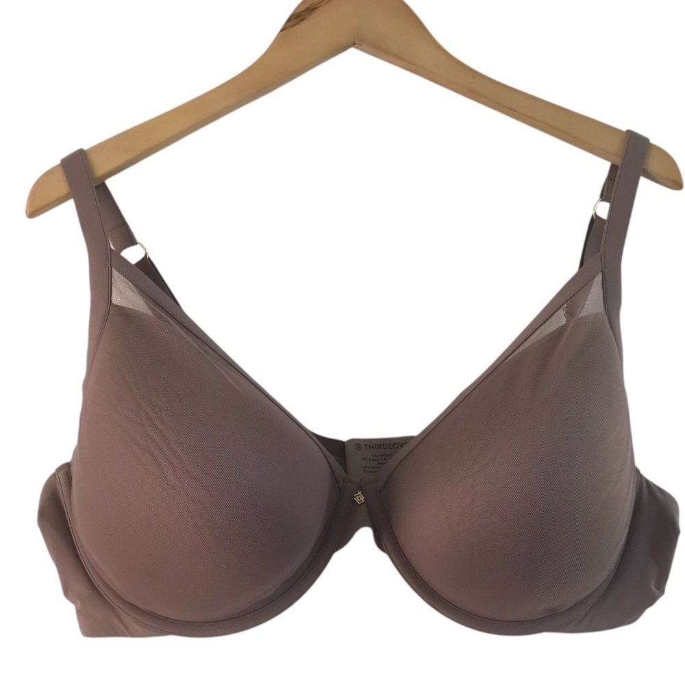 ThirdLove 24/7 Classic Contour Plunge Bra 44D Dark Mauve Underwire Back Closure